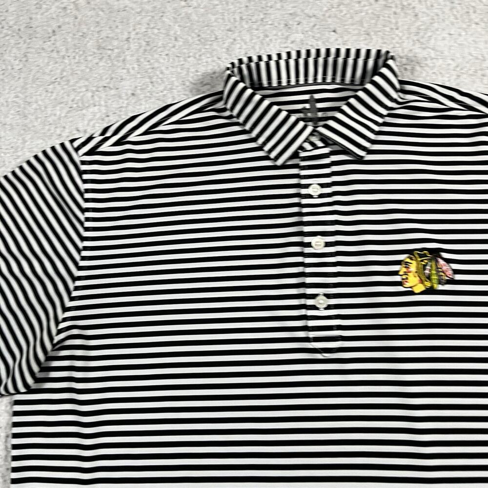Johnnie O Polo Shirt Mens L Stripe Chicago Blackhawks Performance Stretch Golf - Picture 5 of 11